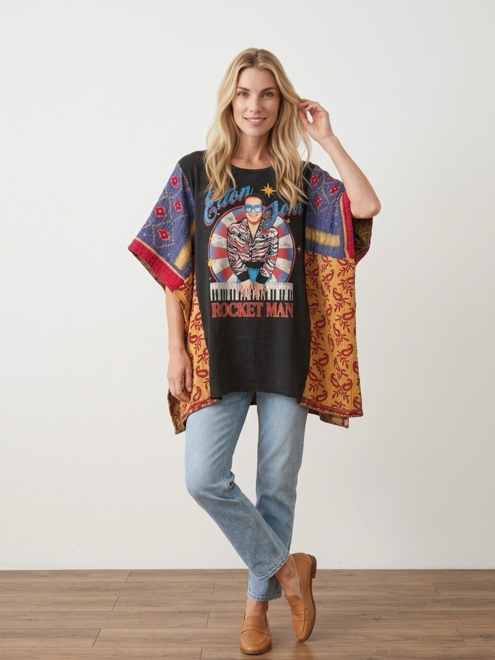 Handcrafted Upcycled Elton John Kantha Tunic NWT One Size